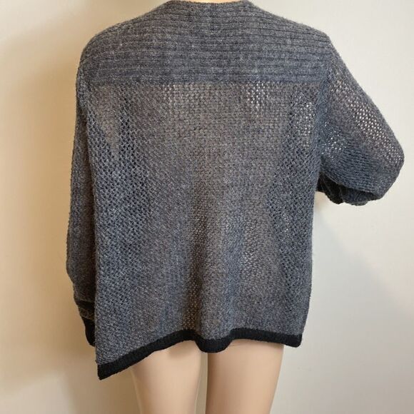DKNY Jeans gray open knit drape front cardigan sweater Size L - Picture 5 of 8